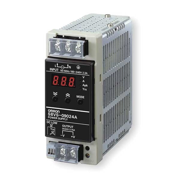 Omron DC Power Supply,24VDC,3.75A,50/60Hz S8VS-09024A