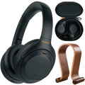 Sony WH1000XM4/B Premium Noise Cancelling Wireless Over-the-Ear Headphones Bundle with Deco Gear Wood Headphone Monitor Stand and Protective Travel Carry Case (Open Box)
