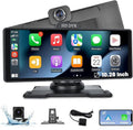PODOFO Car Stereo 10.26 Inch Carplay with 2 Cam Wireless Android Auto Screen with ADAS GPS Track Split Screen Bluetooth FM AUX Siri Voice Control