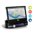 PYLE PLTDAND72 - Single DIN in Dash Android Car Stereo Head Unit w/ 7inch Flip Out Touch Screen Monitor - Audio Video Receiver System w/GPS Navigation, Bluetooth