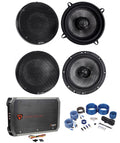 Pair American Bass SQ 5.25+SQ 6.5Car Audio Speakers+4-Channel Amplifier+Wires