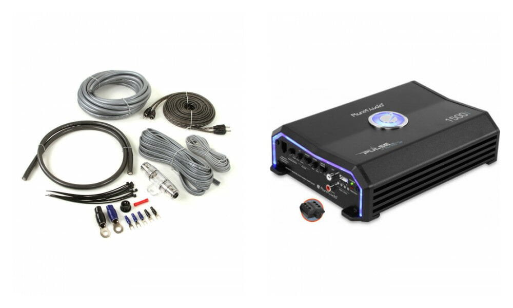 Planet Audio PL1500.1M 1500W Max Pulse Series Class A/B Monoblock Car Amplifier + Belva 4 Gauge Amp Wiring Kit