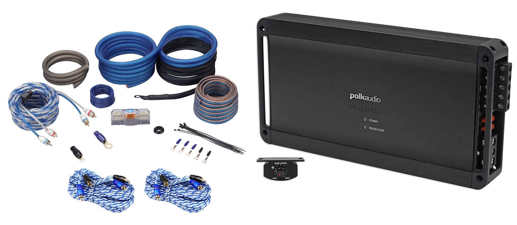 Polk Audio PAD5000.5 5-Channel 900w RMS 2-Ohm Car Amplifier+Amp Kit PA D5000.5