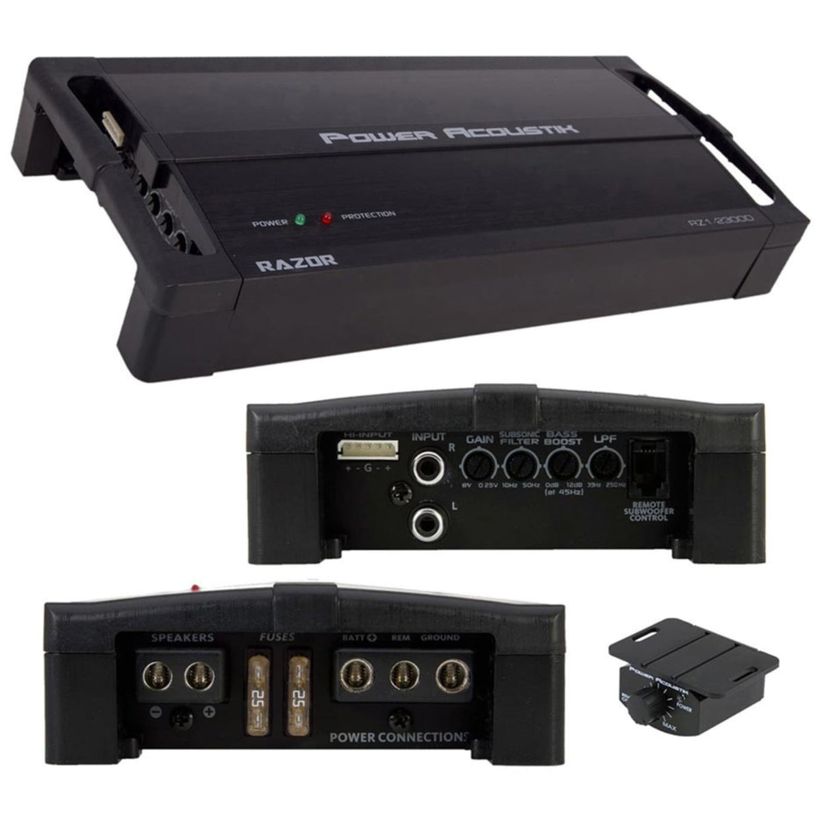 Power Acoustik RZ1-2300D 2300 Watt Class D Car Subwoofer Amplifier Monoblock