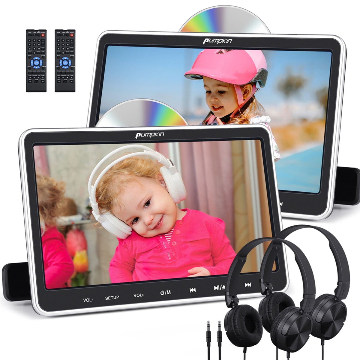 NAVISKAUTO 10.1Car DVD Players with Headphones, 2 Mount Brackets, HDMI Input 1080P Playback