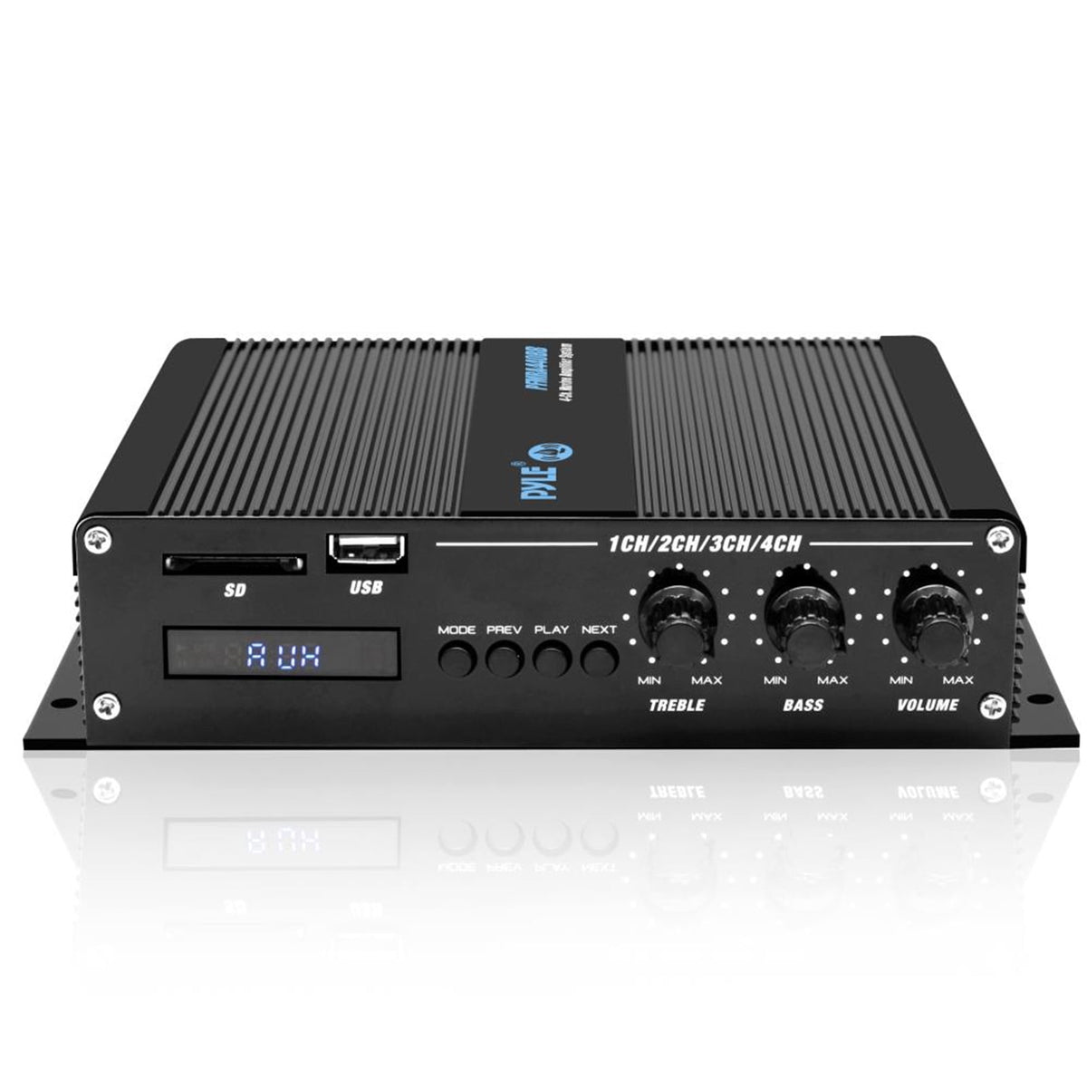 Pyle 4 Channel 400 Watt Marine Amp Amplifier Bluetooth Receiver Sound System