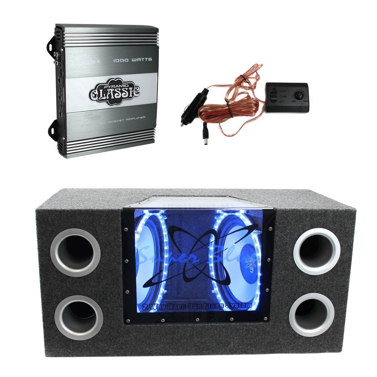 Pyramid 101000W Subwoofer & Pyramid PB715X 1000W 2-Channel Amp
