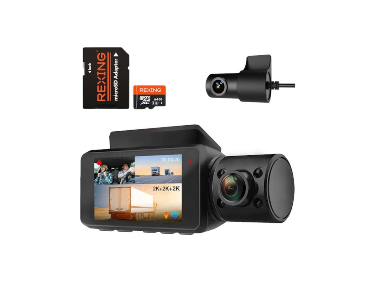 Rexing V33 3 Channel Dash Cam Full HD 1080p,WiFi, GPS, Night Vision, Parking Monitor BBY-V33