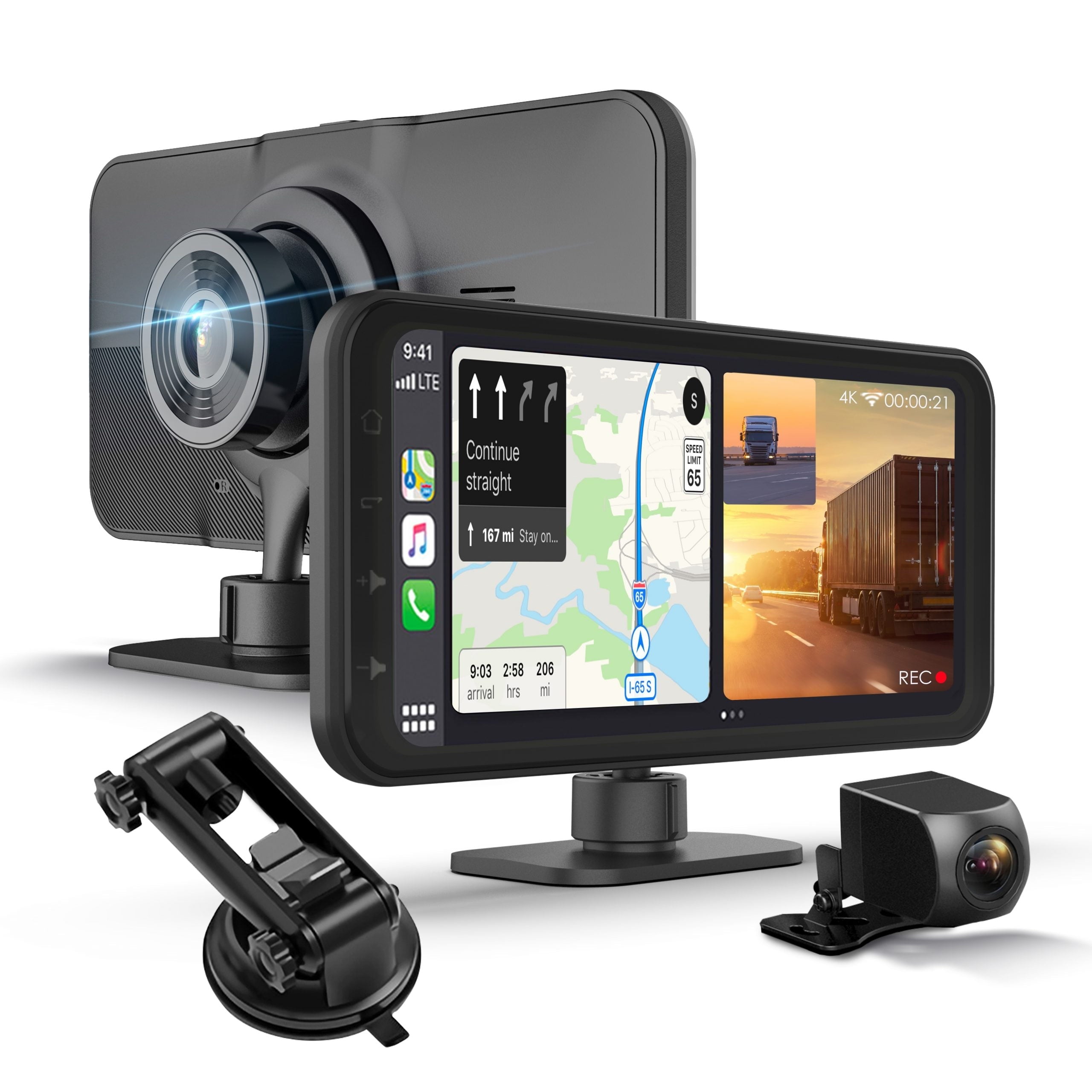 Rexing Wireless Multimedia Receiver RoadMate CPDuo Ã¿ CarPlay + Android Auto + Dash Cam Feature