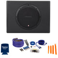 Rockford Fosgate P300-10 Powered Subwoofer with a 8 GA Amplifier Wiring Kit with 17' RCA