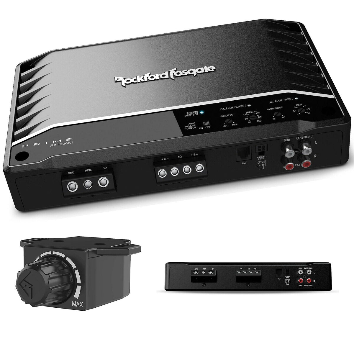 Rockford Fosgate R2-1200X1 Prime 2400 Watt 1 OHM Vehicle Audio Amplifier, Multicolor