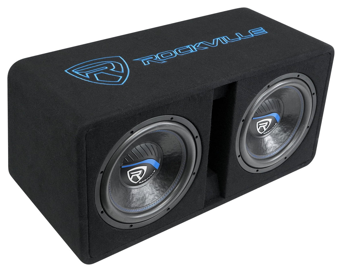 Rockville DV12K52 Dual 12K5 2800w Car Subwoofers+Vented Sub Enclosure Box/2Ohm