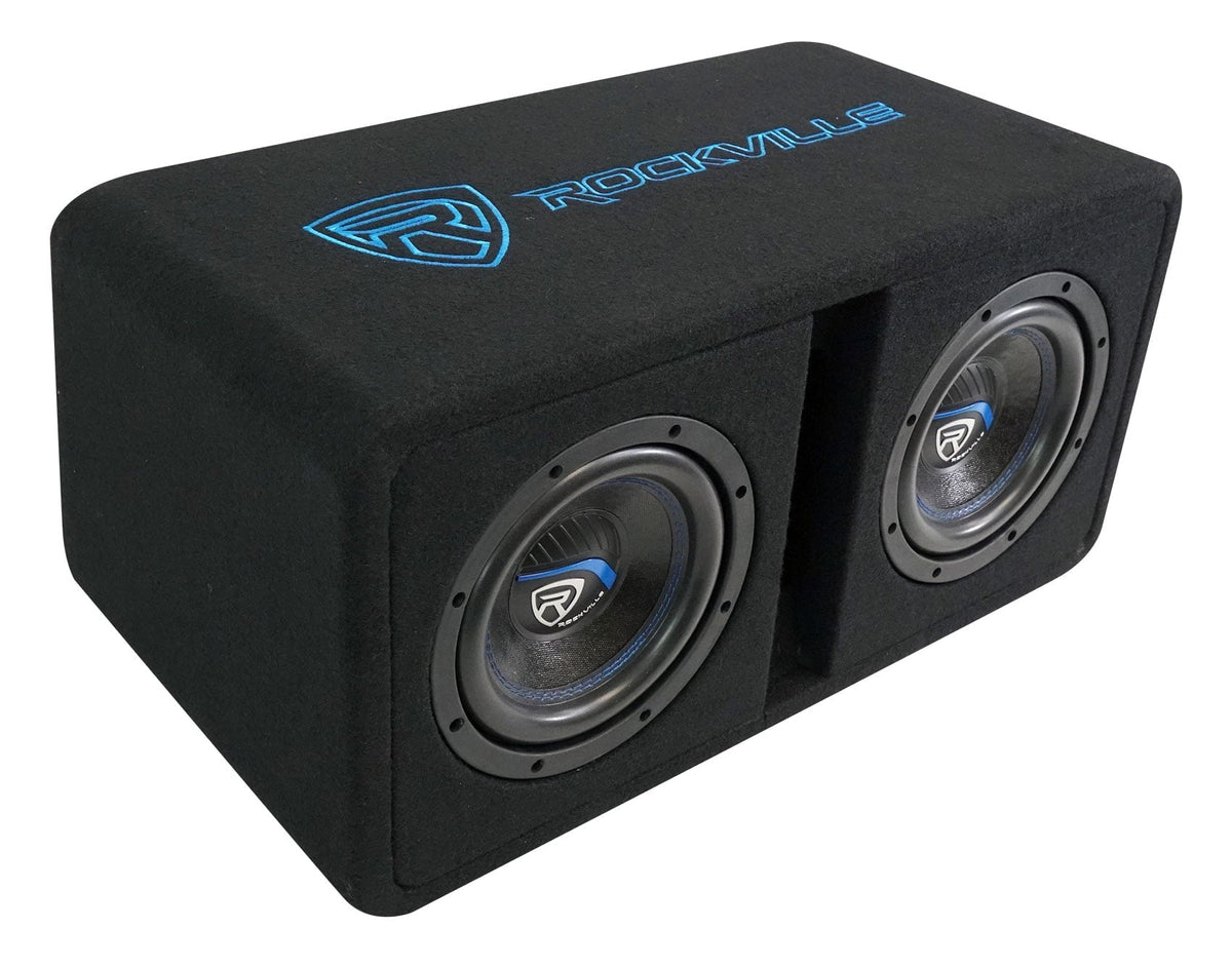 Rockville DV8K52 Dual 8K5 1600w Car Subwoofers+Vented Sub Enclosure Box/2 Ohm