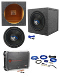 Rockville K5 W12K5S4 121400 Watt Subwoofer+Sealed Sub Box+Amplifier+Amp Kit