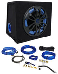 Rockville RVB12.1A 12 Inch 500W Powered Car Subwoofer+Sub Enclosure Box+Amp Kit