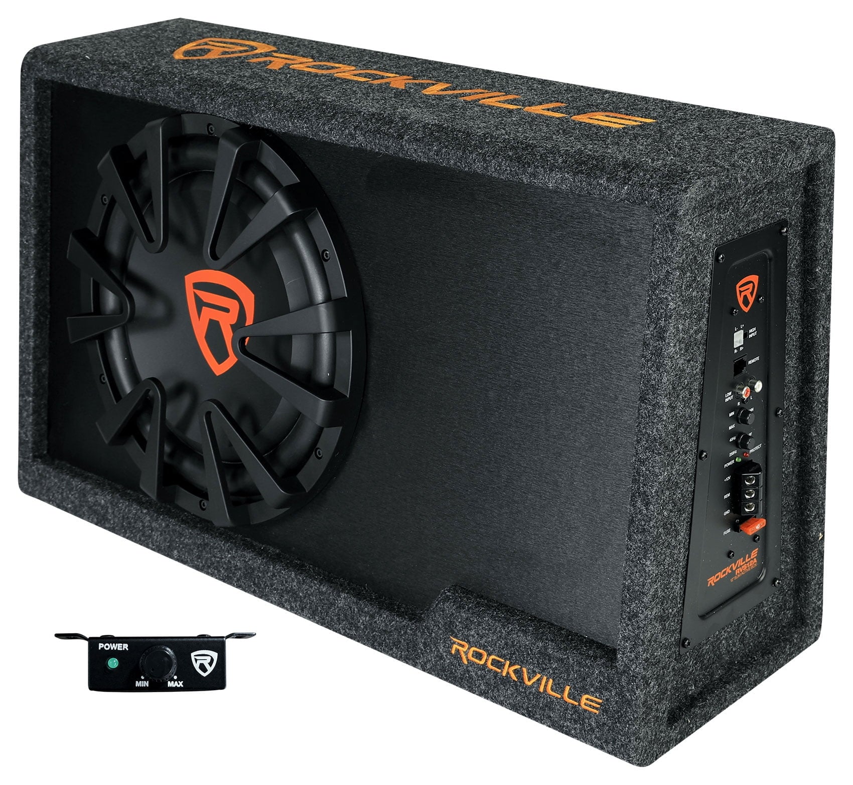 Rockville RVS12A 12Slim Vented Powered Car Subwoofer Enclosure, 1400 Watts