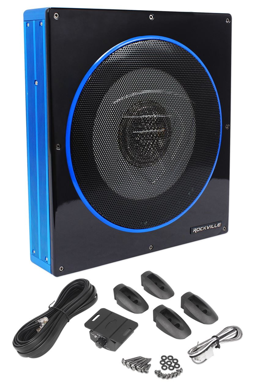 Rockville RW10CA 10800 Watt Slim Low Profile Active Powered Car Subwoofer Sub