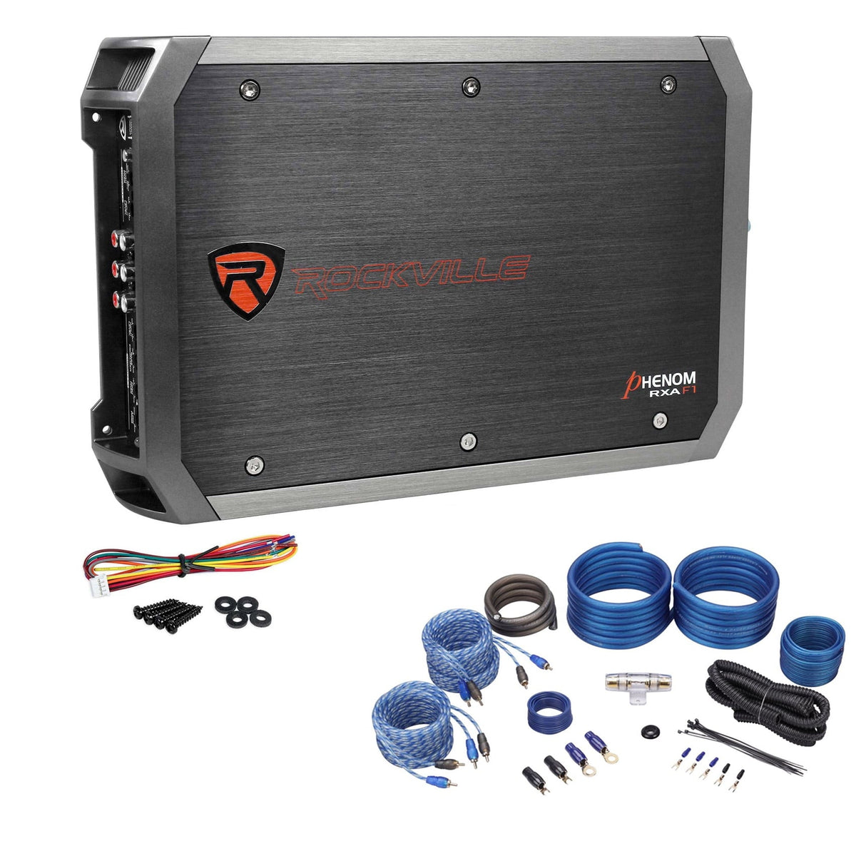 Rockville RXA-F1 1600 Watt Peak/400w RMS 4 Channel Car Amplifier+Amp Kit