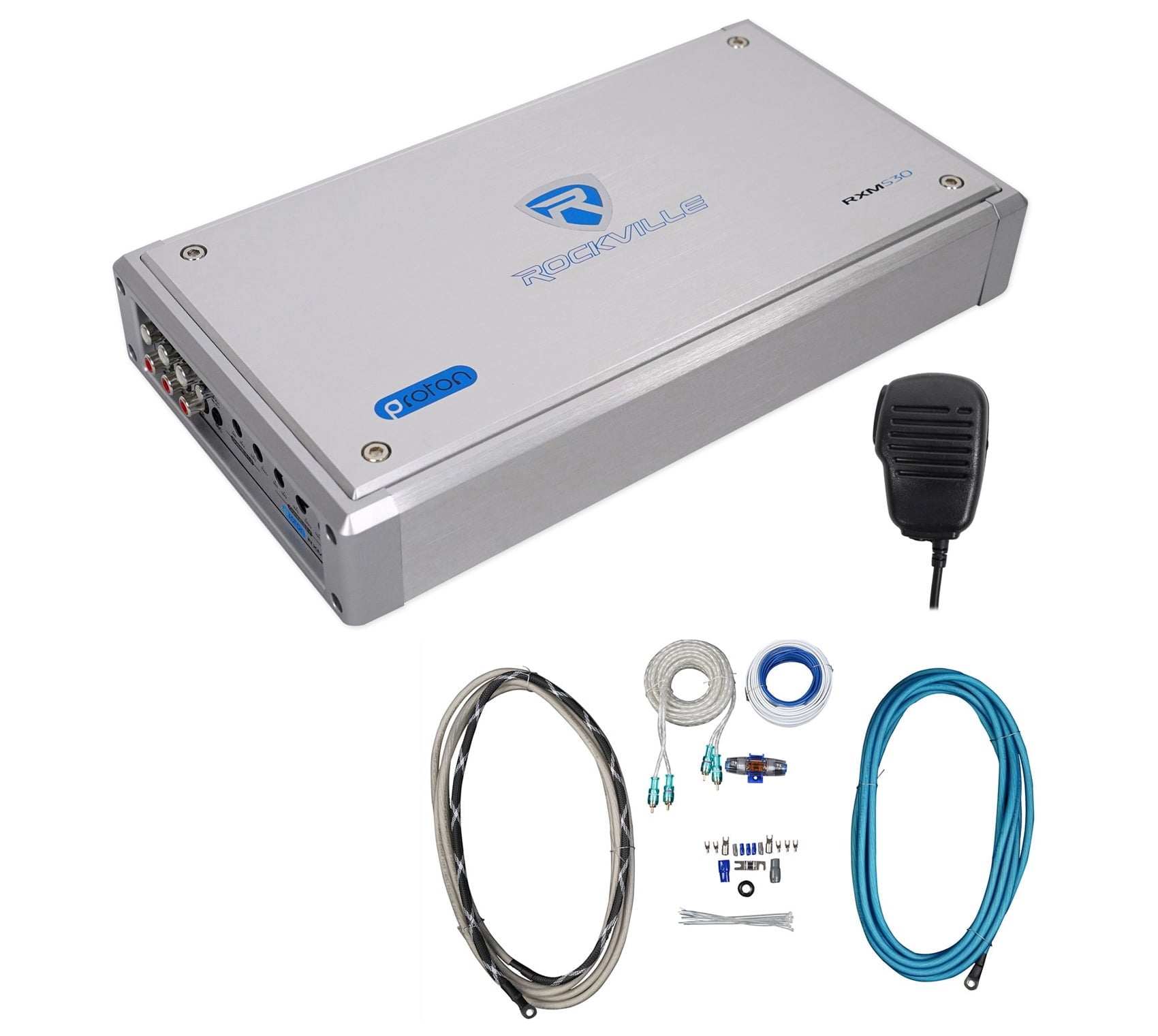 Rockville RXM-S30 Micro Marine/ATV Amplifier 2400w Peak 4 Channel 4x150W+Amp Kit