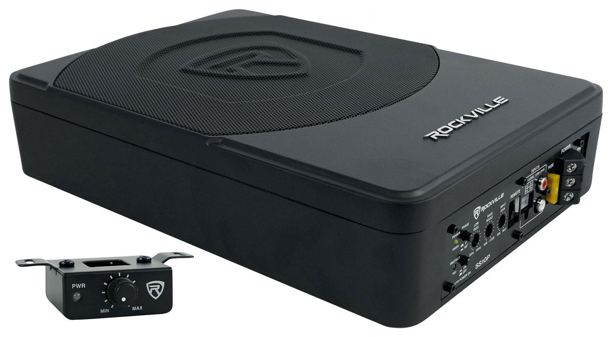 Rockville SS10P 10800w Slim Under-Seat Active Powered Car/Truck Subwoofer Sub