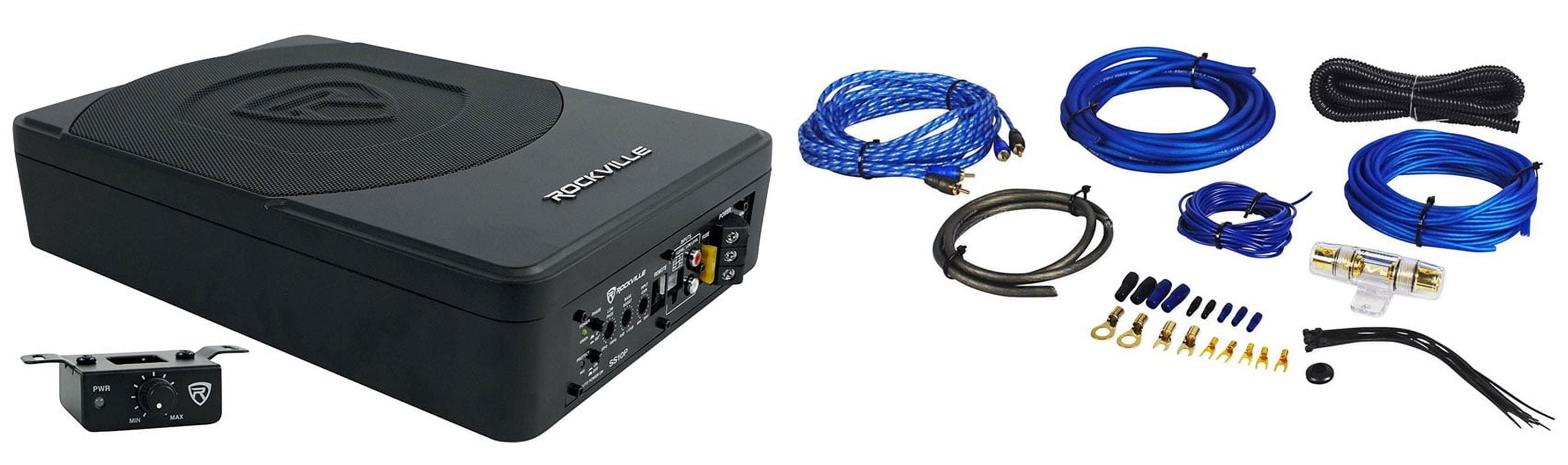 Rockville SS10P 10800w Slim Under-Seat Powered Car/Truck Subwoofer Sub+Amp Kit
