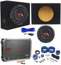 Rockville W10T4-S4 10Shallow 1200W Subwoofer+Sealed Box+2 Ch.Amplifier+Amp Kit