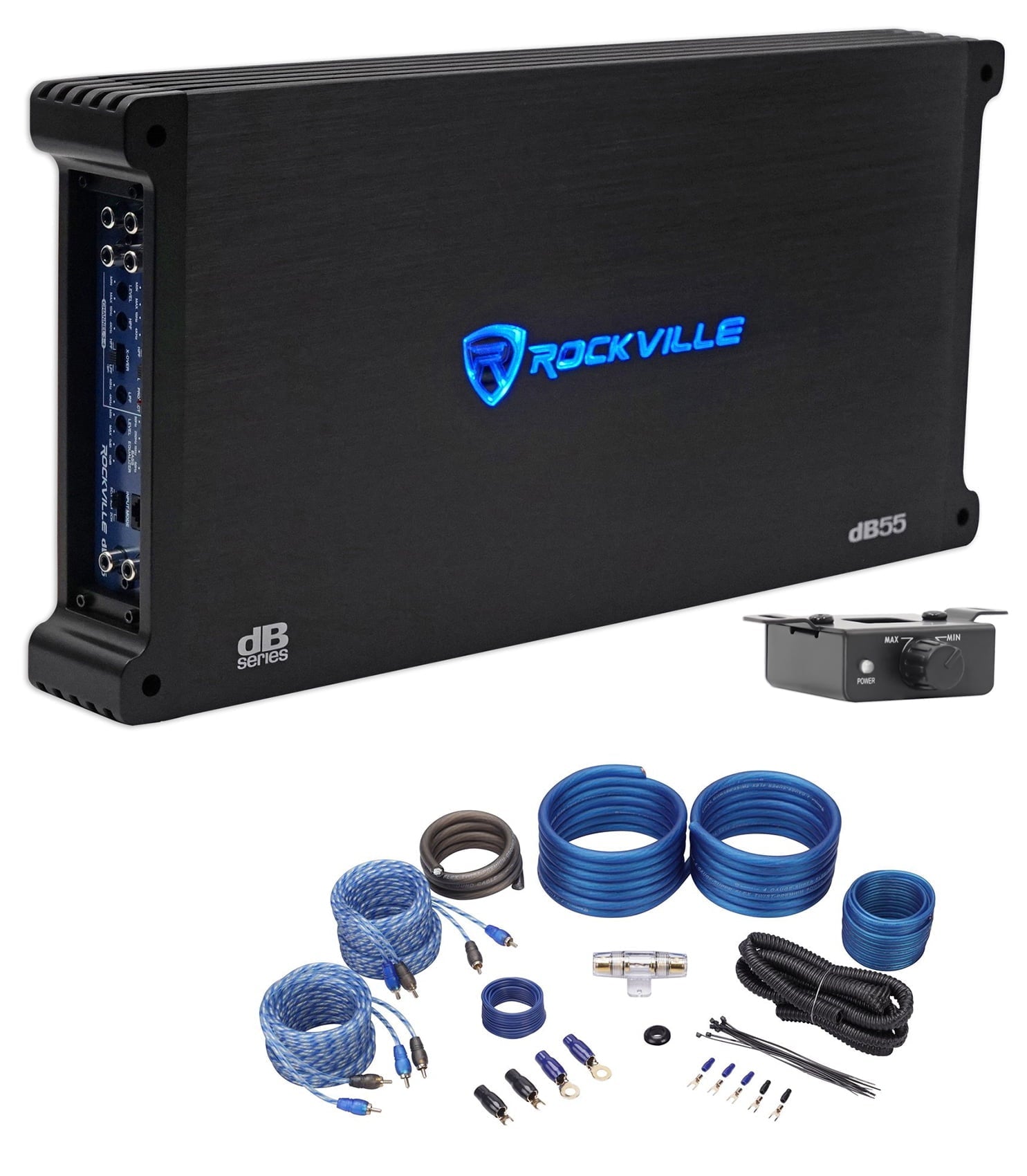 Rockville dB55 4000 Watt Peak/980w RMS 5 Channel Car Amplifier + Amp Kit