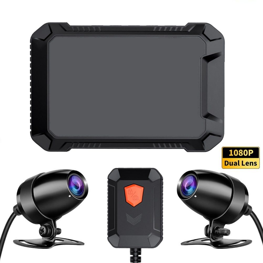 Rooha 1* Motorcycle Dash Cam 1080P Dual Lens Front And Rear Loop Recording Dvr Abs