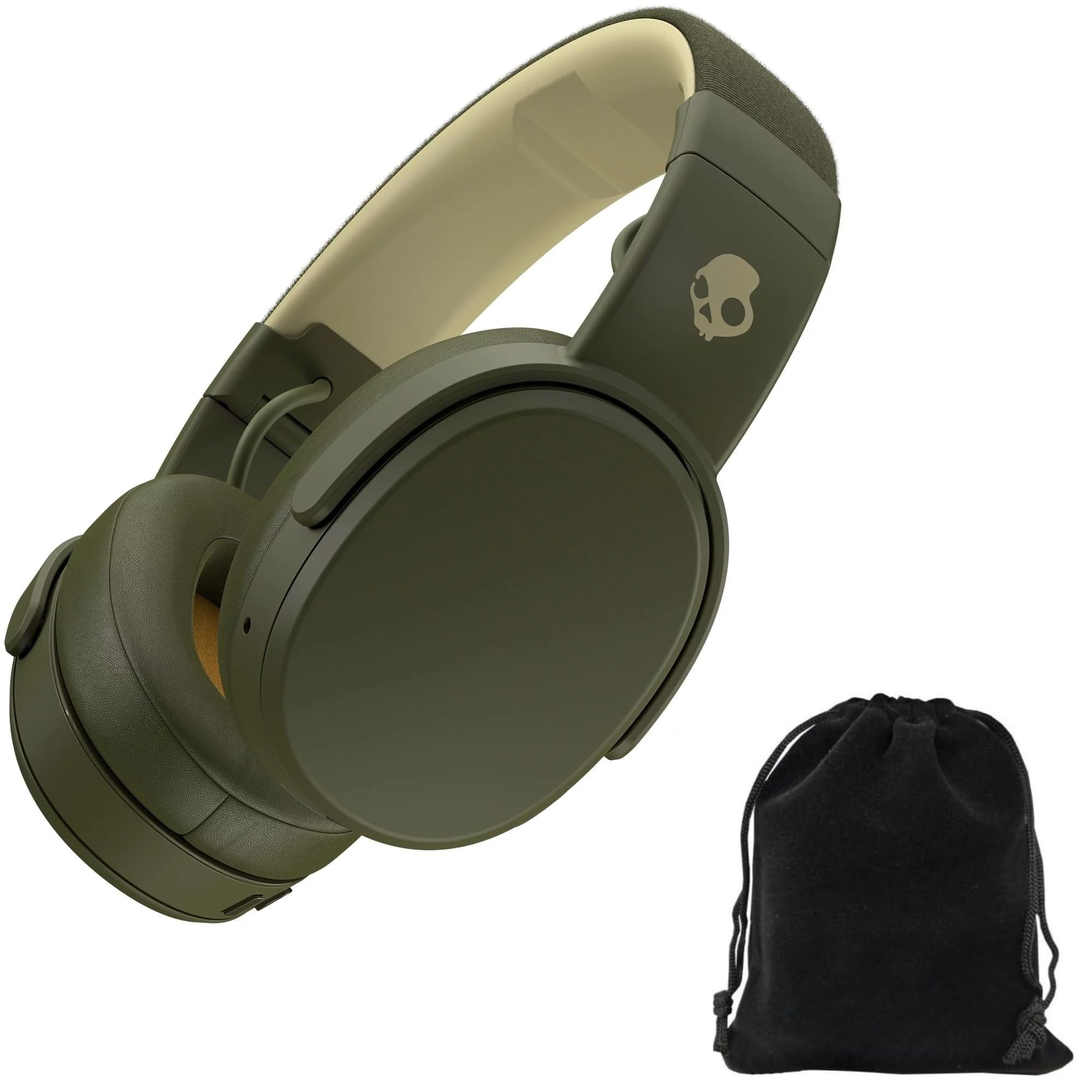 Skullcandy Crusher Wireless Over Ear Headphones with Carrying Pouch, Olive Green