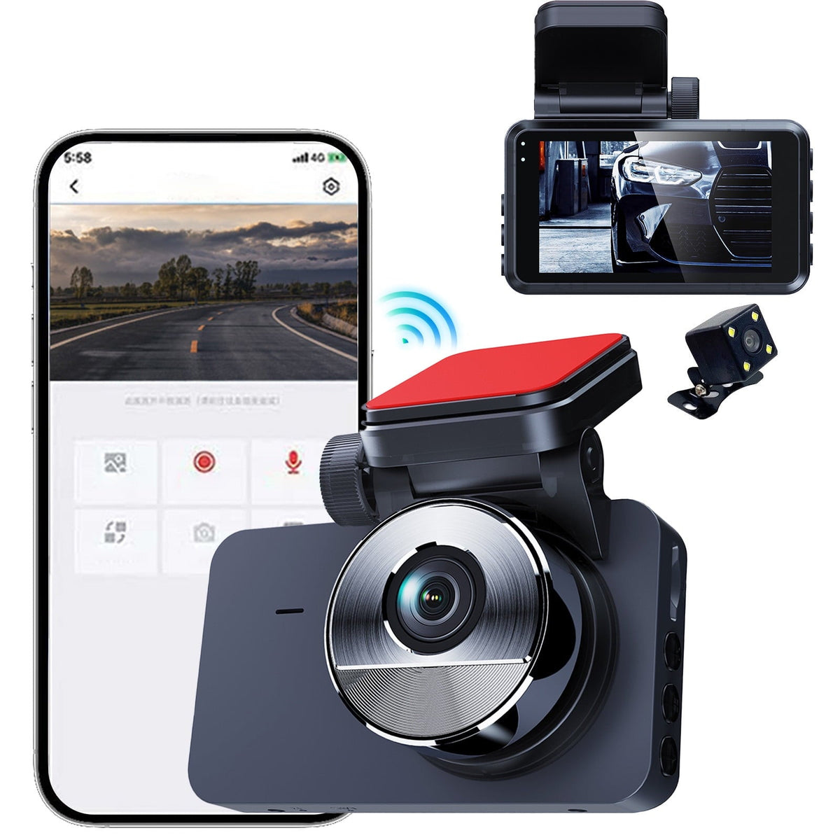 Summer Deal on Clearance! UUHYTG Foreign Trade Car Mounted 3-inch Clear Front And Rear Camera Loop Recording Mobile WIFI Interconnection Night Vision Driving Recorder