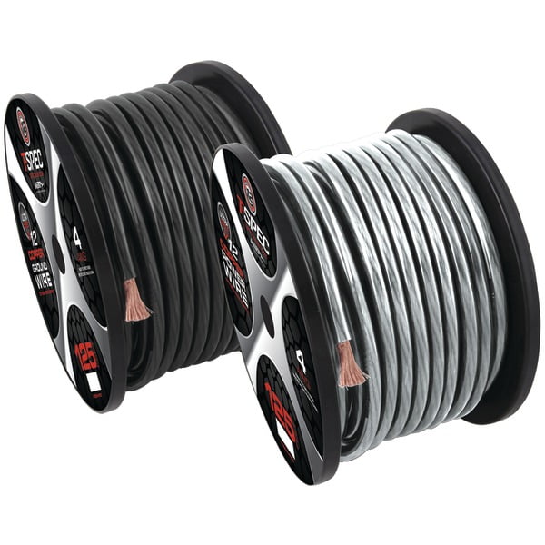 T-Spec V12PW-1050 V12 Series 1-0 AWG 50' Matte Silver OFC Power Wire
