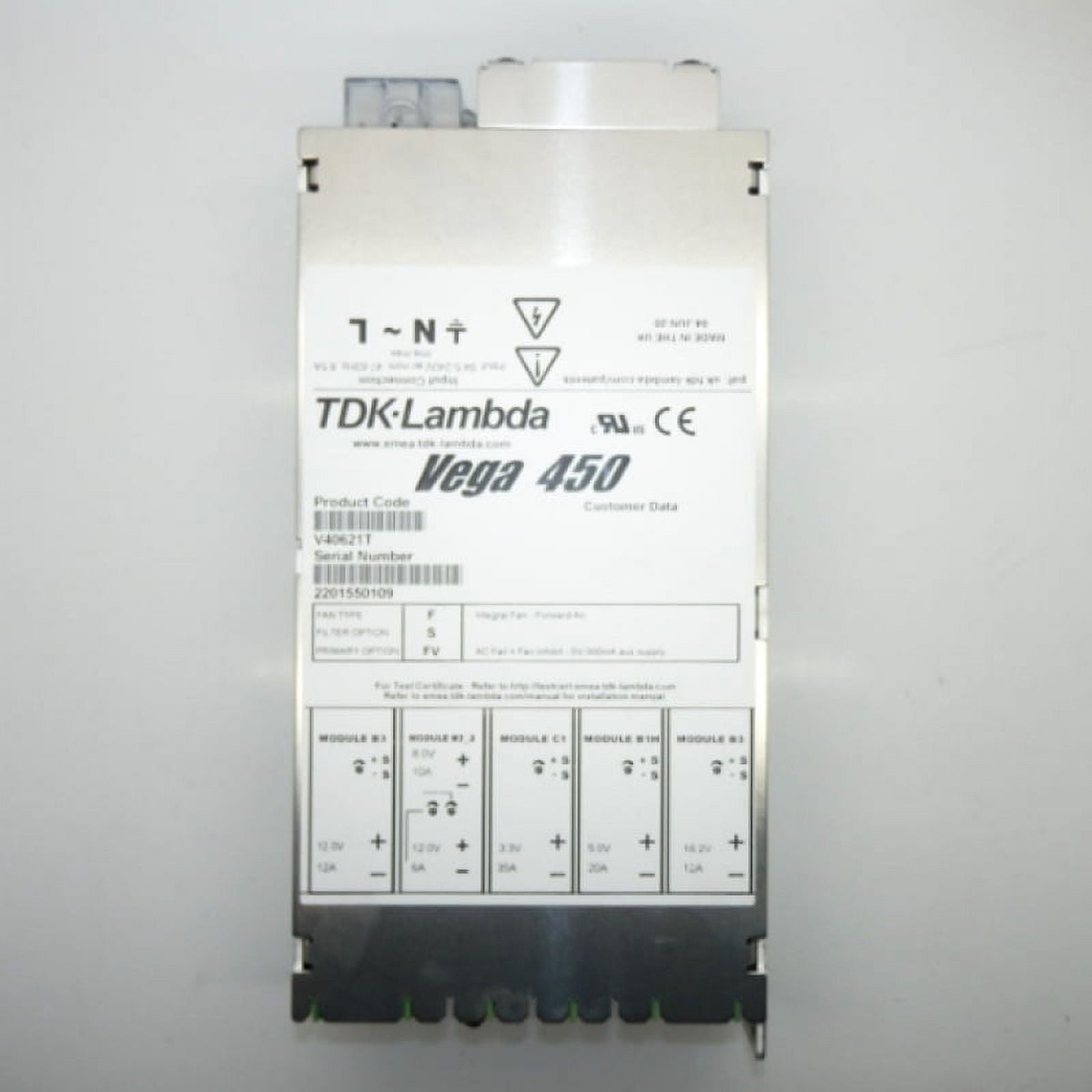 TDK-Lambda Vega Series 450-900W Multiple Output Modular Power Supply V40621T