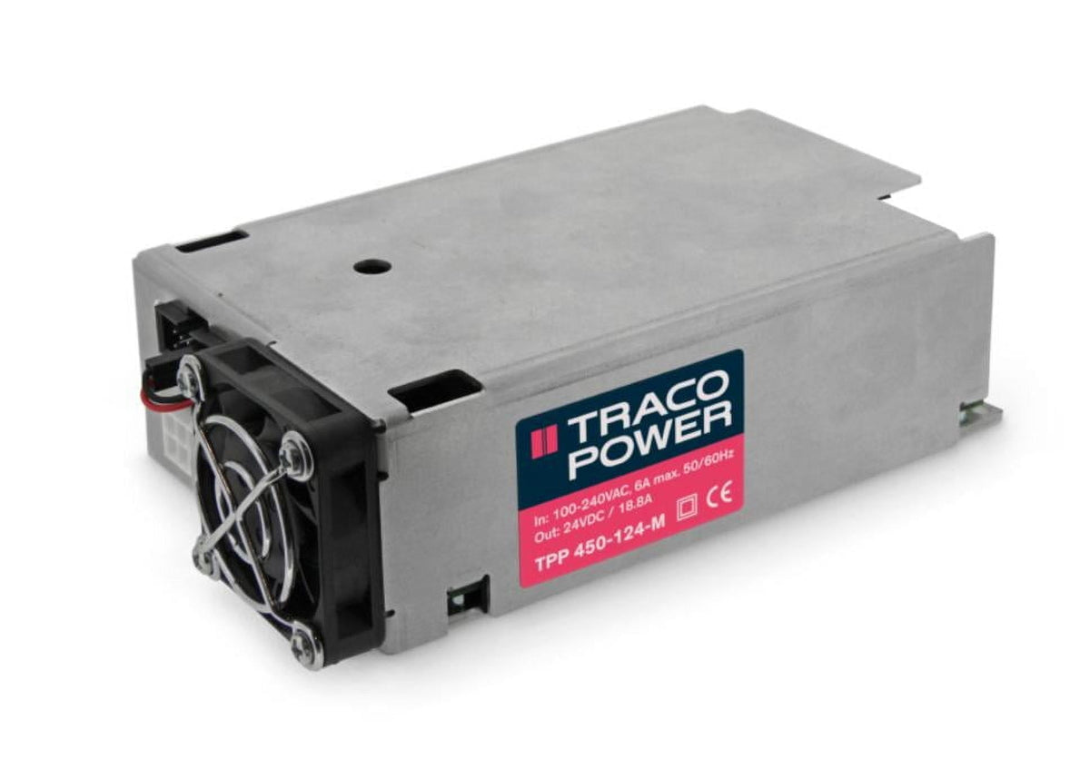 TRACO POWER TPP 450-148-M, Power Supply; AC-DC; Enclosed; :450W; 48VDC 9.4A; Adj Vout, 85-264VAC In