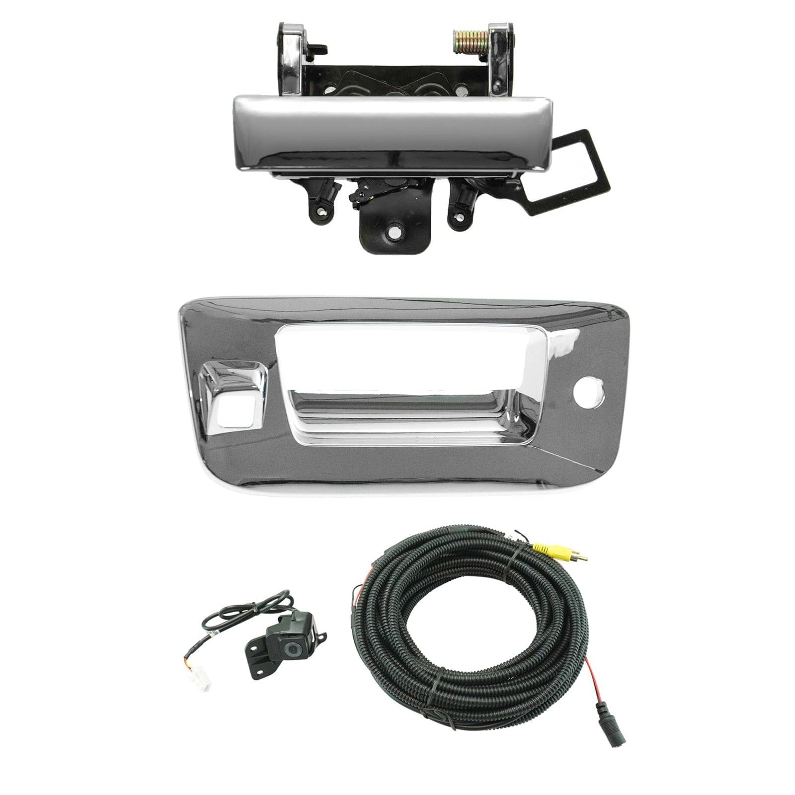 TRQ Rear View Camera Add On Kit w/ Wiring Harness Tailgate Handle & Bezel for GM ADA02012