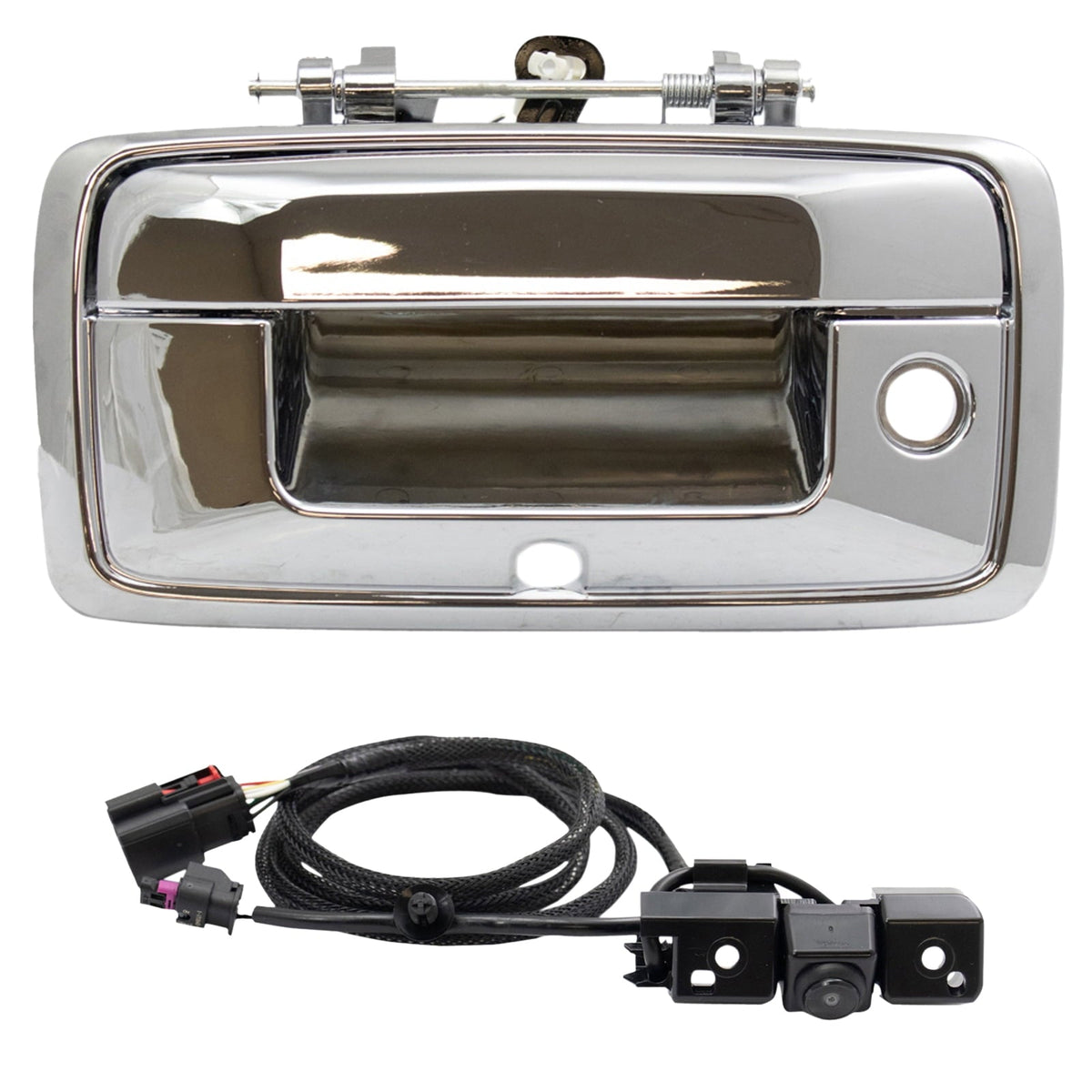TRQ Rear View Camera Chrome Kit Set for Silverado Sierra Pickup Truck ADA02032