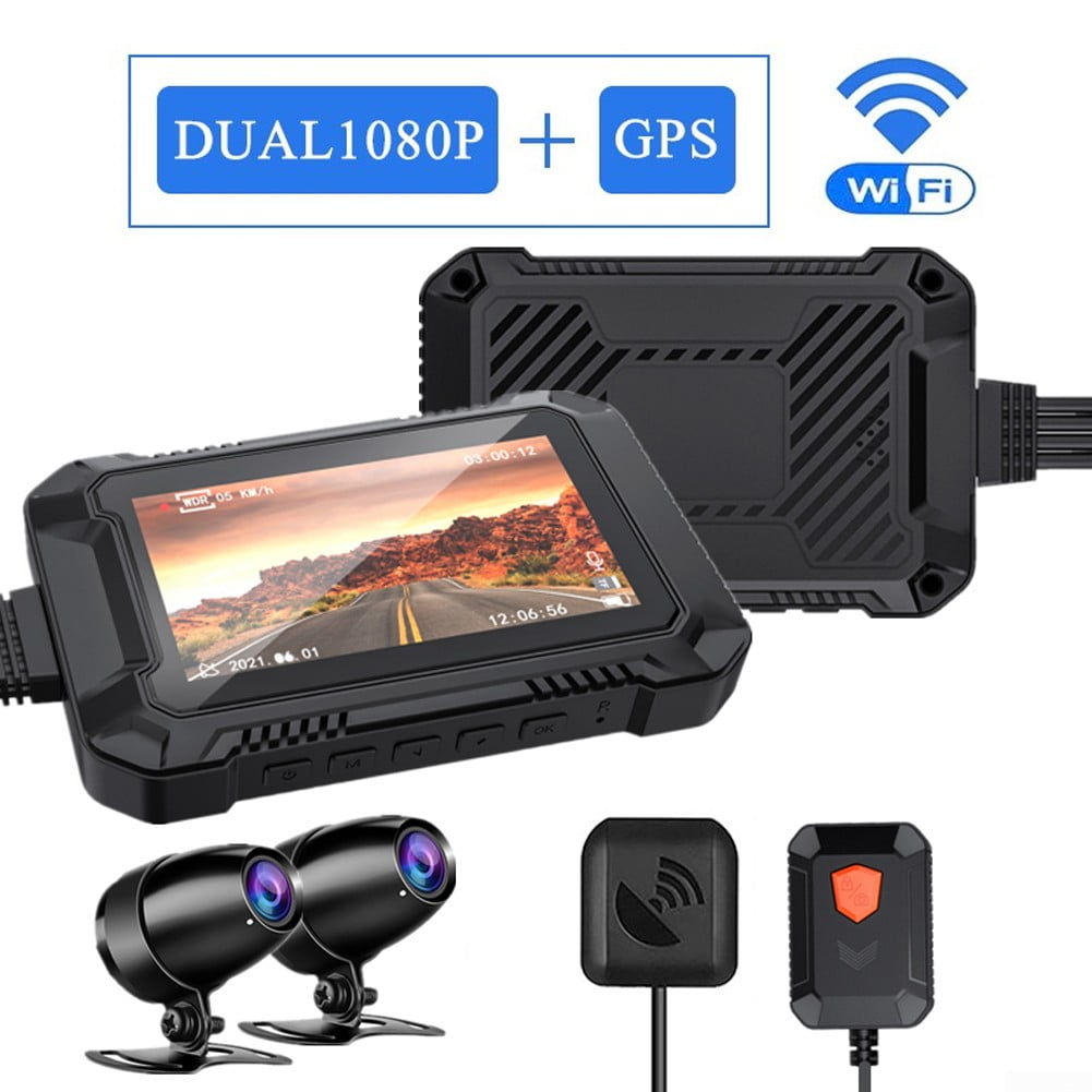UHUSE Waterproof Motorcycle Dash Cam 1080P Dual Lens Front and Rear Loop Recording DVR