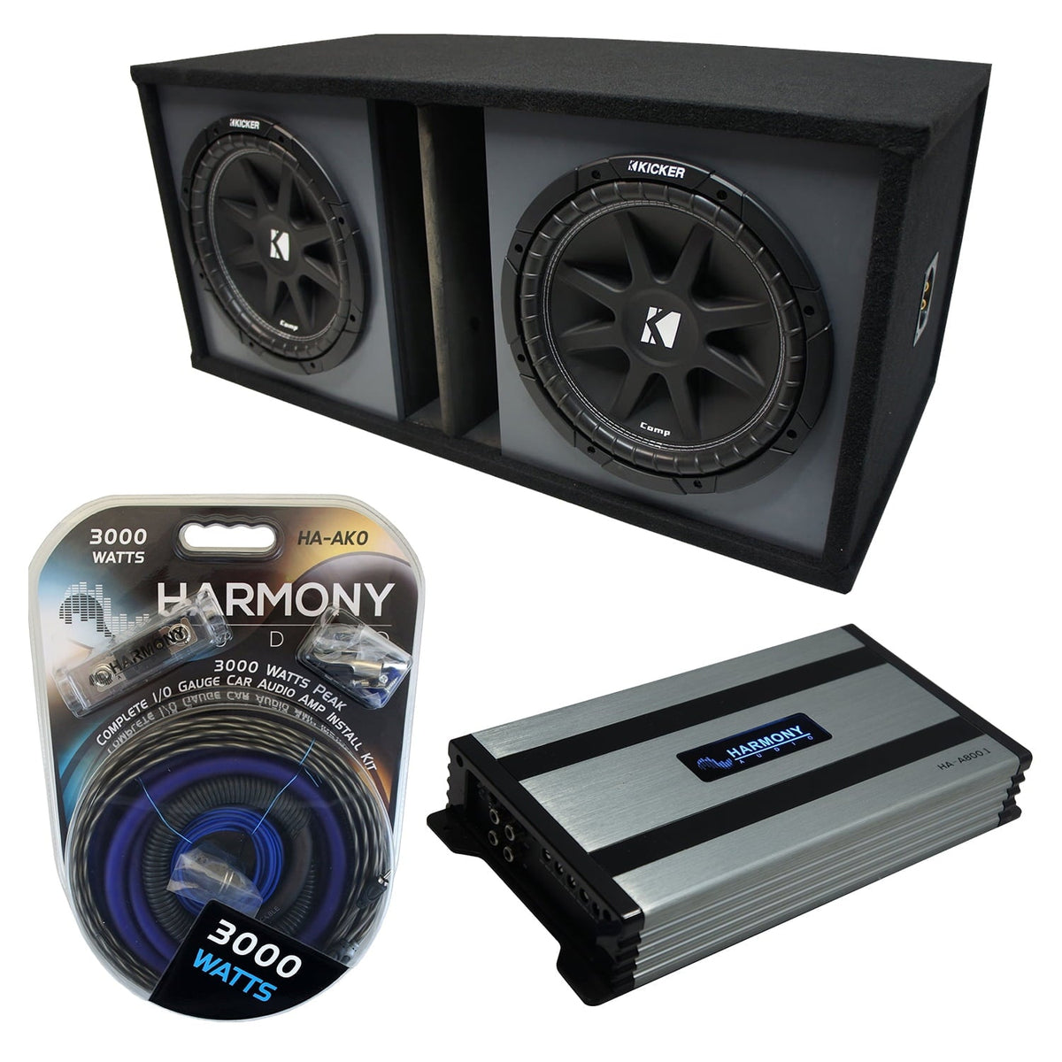 Universal Car Stereo Paintable Ported Dual 12Kicker Comp C12 Sub Box HA-A800.1