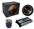 Universal Car Stereo Rearfire Sealed Single 12Alpine Next-Generation R-Series R2-W12D4 Sub Box Enclosure with Harmony HA-A800.1 Amplifier & 4GA Amp Kit