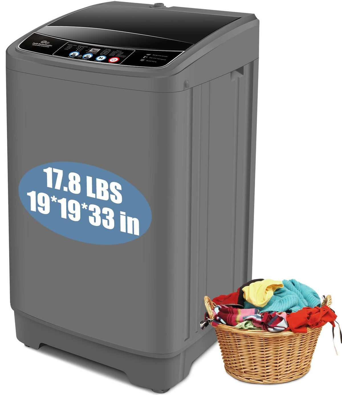 Veeboto 17.8lb Full Automatic Washing Machine, Compact Washing Machine with Drain Pump, Power Motor 20-Mins Quick Wash, LED Panel, Washer and Dryer Combo Low Noise for Apartment Dorm RV Household