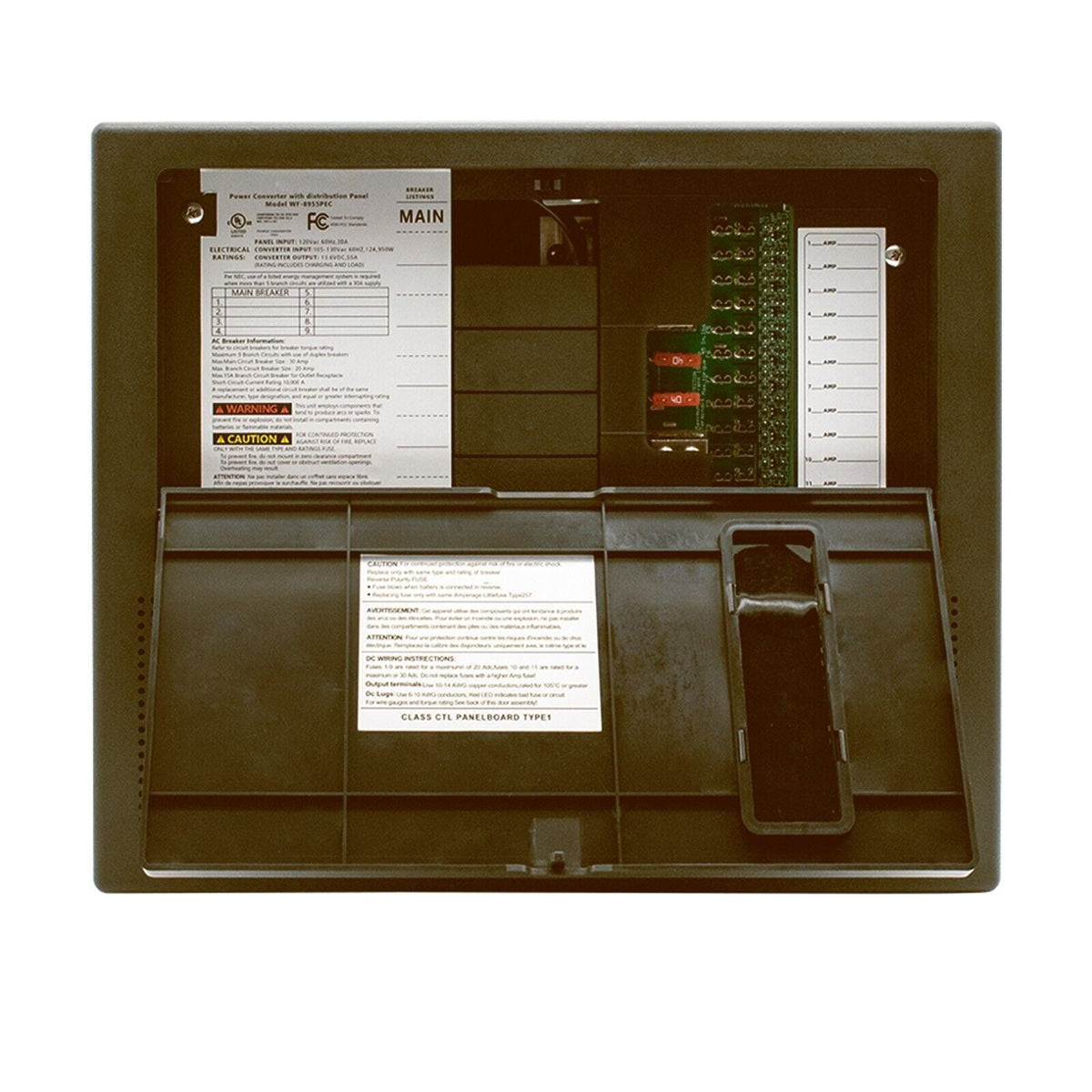 WF-8955-AD Power Converter Charger with Distribution Center for 30 Amp AC Brown
