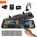 WolfBox Dash Cam, Dash Cam 4K in Wifi& GPS, 12'' 4K+1080P Rear View Mirror Dash Cameras with Super Night Vision, See the license plate clearly, Free 64GB Card