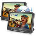 WONNIE 10.5¡± Portable Dual Screen Car DVD Player, Headrest DVD Player 1080P HD Screen,  Car Video Player with Rechargeable Battery, Suction -Type Disc in, Support HDMI IN/Out, AV Out, USB, TF Card