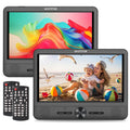 WONNIE 10¡± Portable Dual Screen DVD Players, Two Car DVD Player with Built-In Rechargeable Battery, Headrest DVD CD Player Support USB/ TF Card, AV In & Out, Best Gift Choice for Kids & Parents