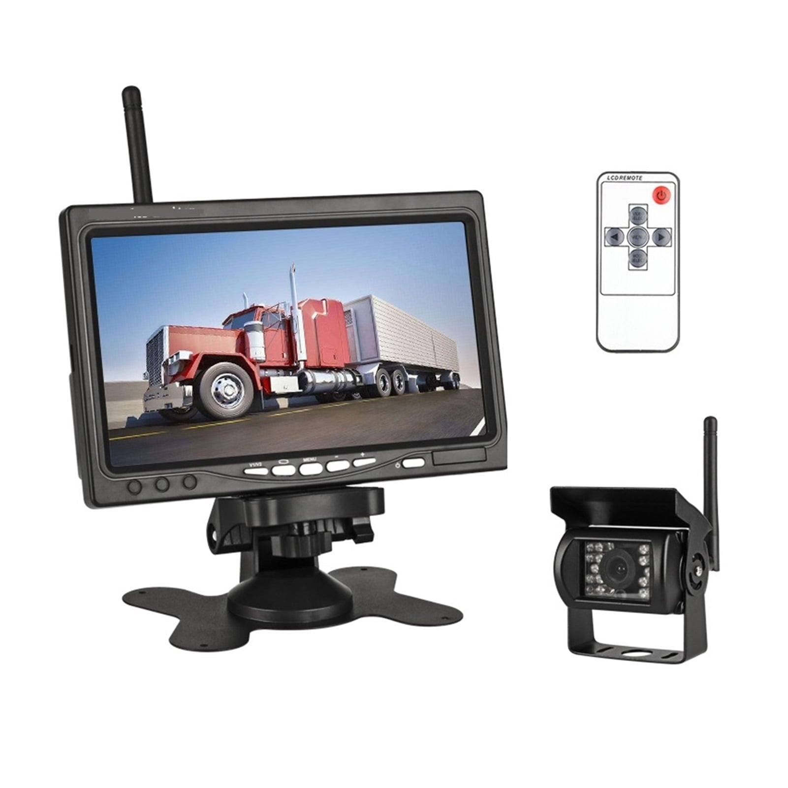 Wireless Truck Rear View Camera 18 Infrared Lights Night Vision For Trucks RV 7inch Car Monitor With Reverse Lmage System 12-24V