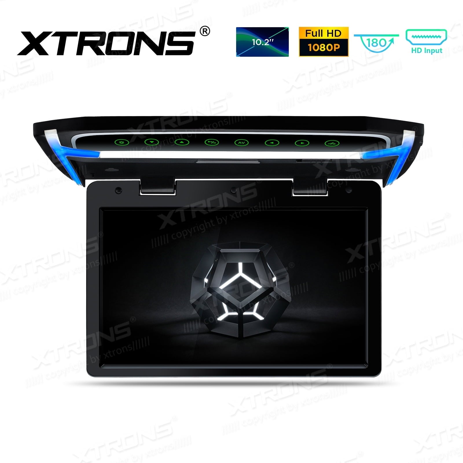 Xtrons Multifunctional Car Video Monitors with Remote, ABS Blue, 10.2