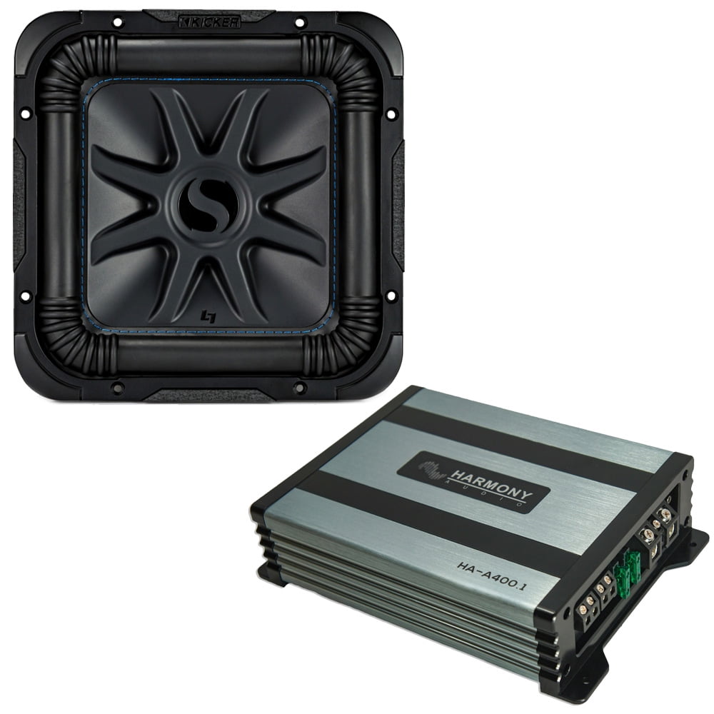 Kicker 44L7S104 Car Audio Solo-Baric 10Subwoofer Square L7 Dual 4 Ohm Includes Harmony HA-A400.1 Mono Amplifier