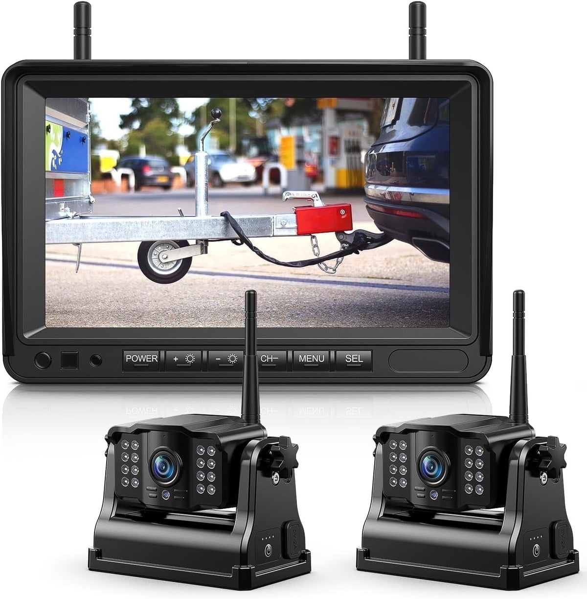 eRapta Magnetic Wireless Backup Camera 7 inch Monitor for Car Truck RV Trailer Hitching Horse Fifth Wheels with IP69 Waterproof ACT702